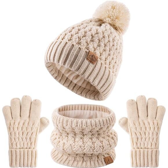 Other - Kids Pompom Winter Beanie Hat Scarf Gloves Set